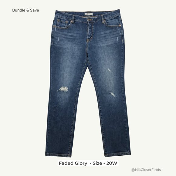 Faded Glory Women’s Plus 20W Stretch Jeans – Dark Wash, Classic Fit - Picture 1 of 7